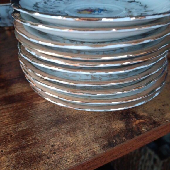 VTG Fragonard Courting Couple W/Gold Accents Gilded 22pc Tea Set Italy Victorian - Picture 11 of 15